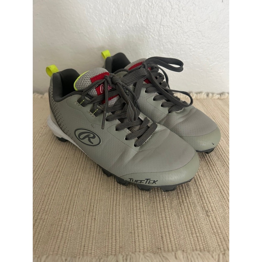 Kids Rawlings Gray Baseball Softball Little League Cleats Size 1Y